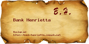 Bank Henrietta névjegykártya